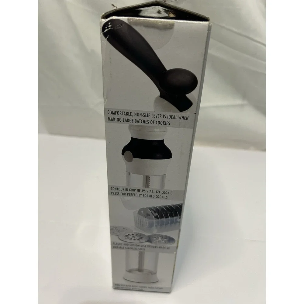 OXO Good Grips Cookie Press with 12 Stainless Steel Disks and Storage Case White